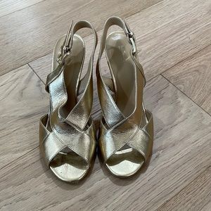 Michael: Michael Kors gold strappy heels